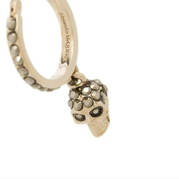 NIB AMQ ALEXANDER MCQUEEN Mini Skull Hoop Earrings - Picture 8 of 16